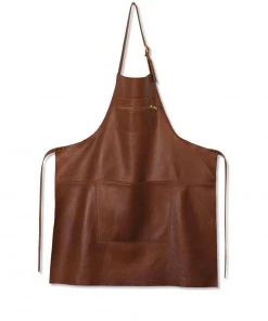 Dutchdeluxes Leather Zipper Apron In Classic Brown Cookware