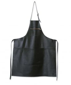 Dutchdeluxes Leather Zipper Apron In Classic Black