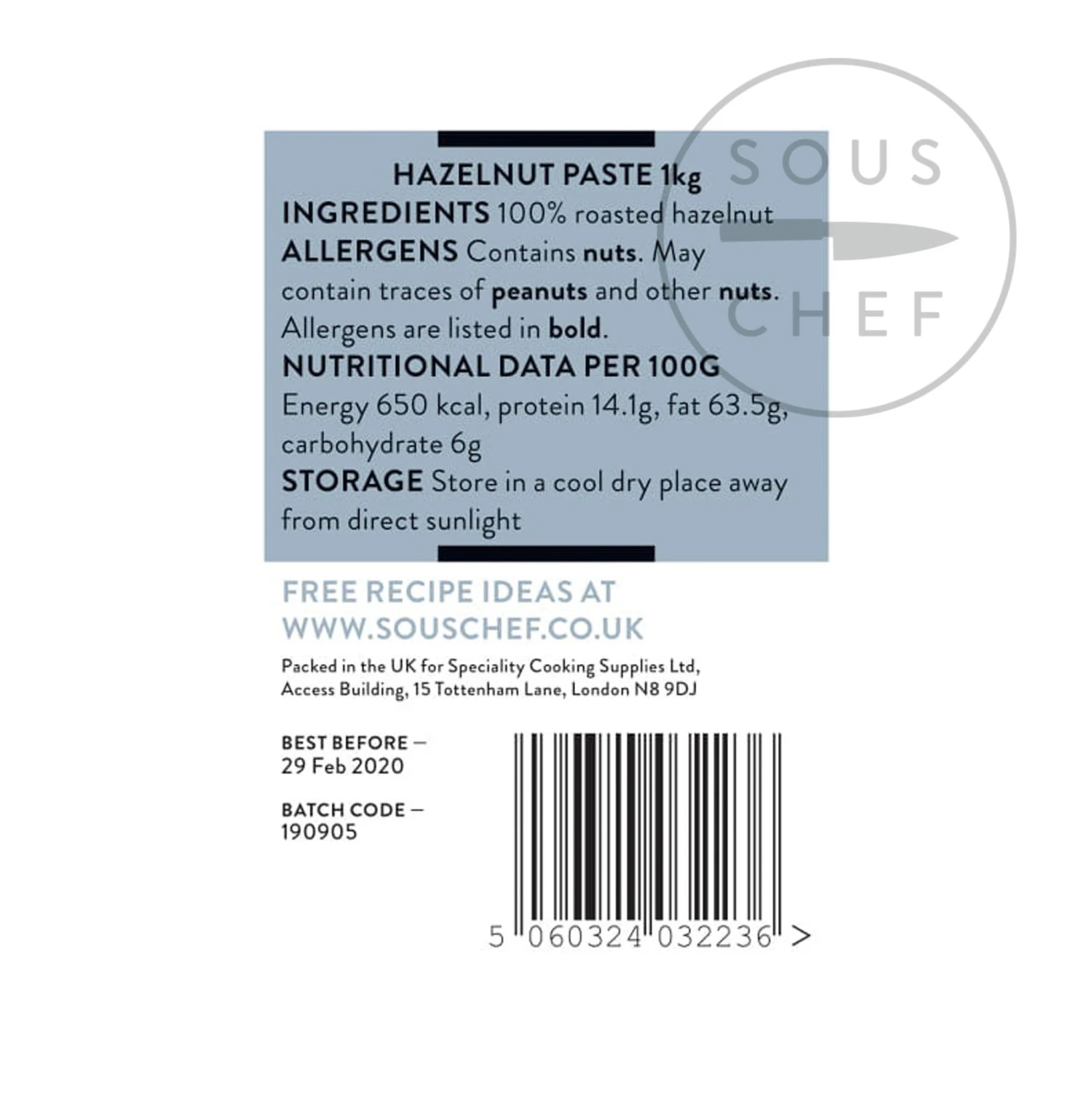 Sous Chef Ingredients Hazelnut Paste For Catering 1kg 4 Sous Chef Ingredients Hazelnut Paste For Catering 1kg