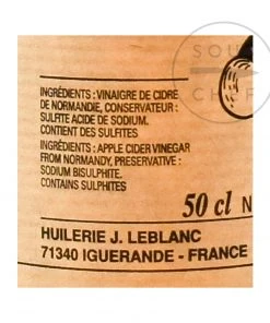 J Le Blanc Ingredients Apple Cider Vinegar 50cl