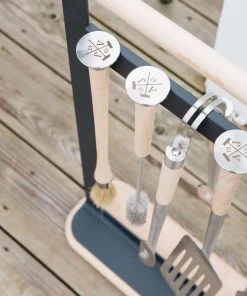 Andree Jardin Beech Wood BBQ Utensils + Magnetic Rack Set