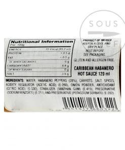 Ingredients El Yucateco Habanero Caribbean Sauce 120ml