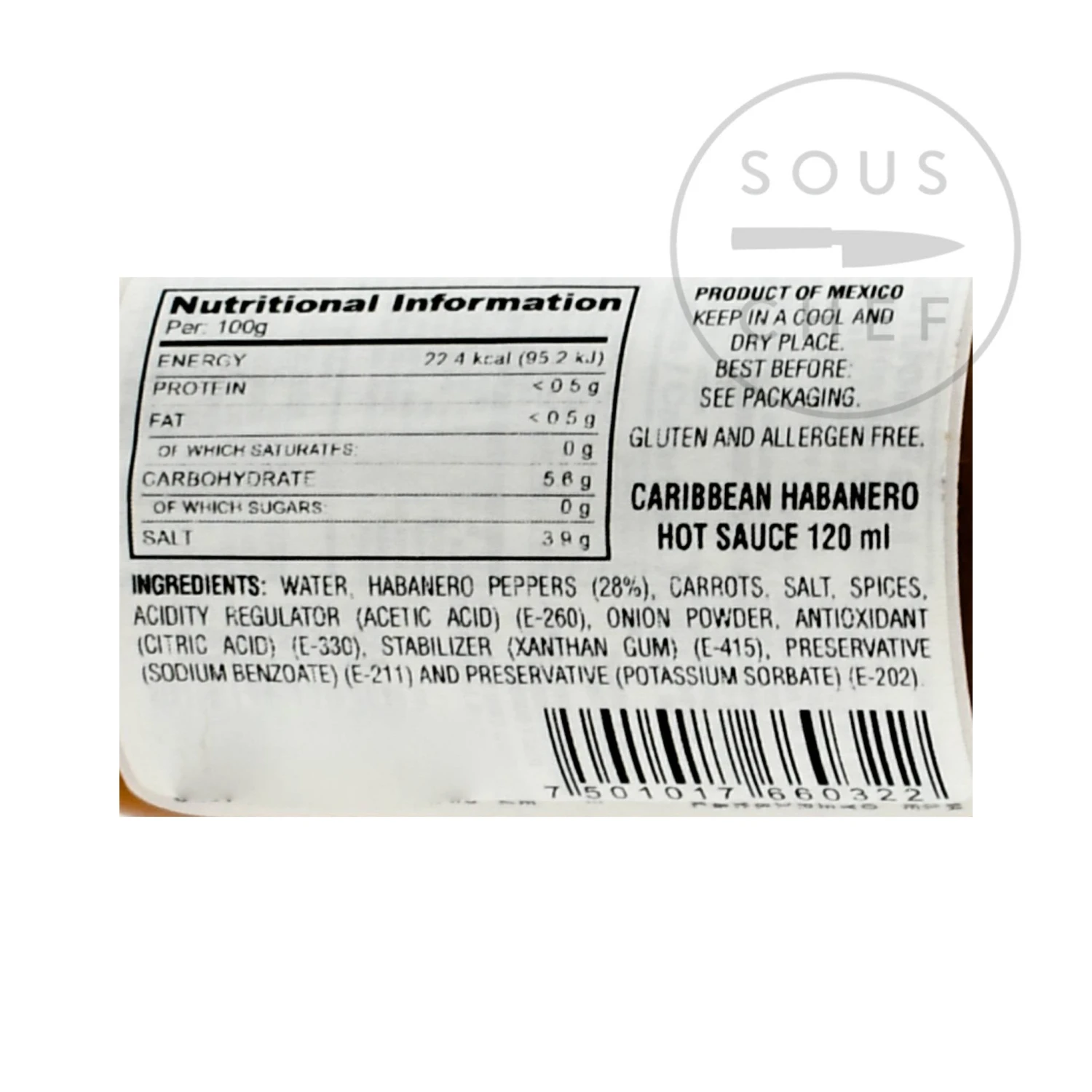 Ingredients El Yucateco Habanero Caribbean Sauce 120ml 4 Ingredients El Yucateco Habanero Caribbean Sauce 120ml