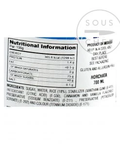 El Yucateco Concentrated Horchata 700ml Ingredients