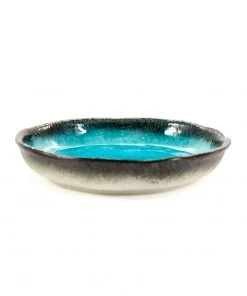 Kiji Stoneware & Ceramics Turquoise Large Round Dish 21.5cm Dia X 4cm High