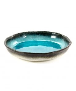 Kiji Stoneware & Ceramics Turquoise Large Round Dish 21.5cm Dia X 4cm High
