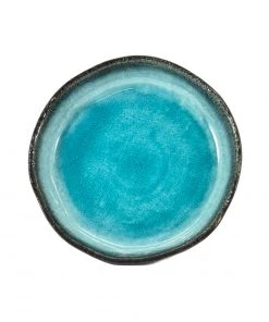 Kiji Stoneware & Ceramics Turquoise Large Round Dish 21.5cm Dia X 4cm High