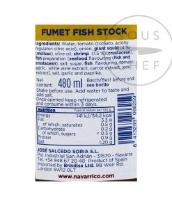 Navarrico Fumet Fish Stock 480ml Ingredients