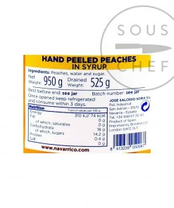 Ingredients Navarrico Hand-Peeled Peach Halves In Syrup 950g