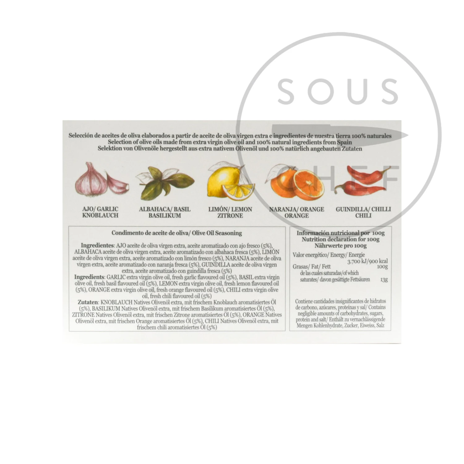 Delicioso Spanish Flavoured Olive Oil Set 20ml X 5 Ingredients 4 Delicioso Spanish Flavoured Olive Oil Set 20ml X 5 Ingredients