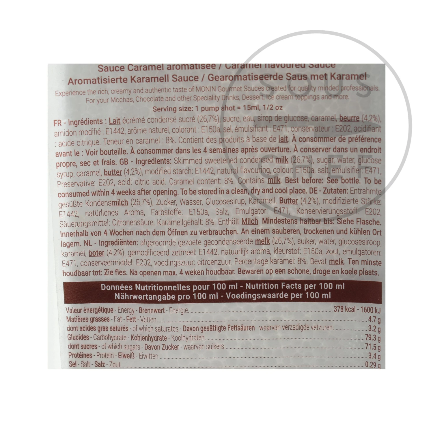 Monin Caramel Flavour Sauce 500ml 4 Monin Caramel Flavour Sauce 500ml