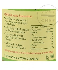Mezzetta Ingredients Sliced Tamed Jalapeno Peppers 425g Net