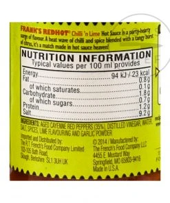 Frank's Red Hot Chilli & Lime Sauce 148ml Ingredients