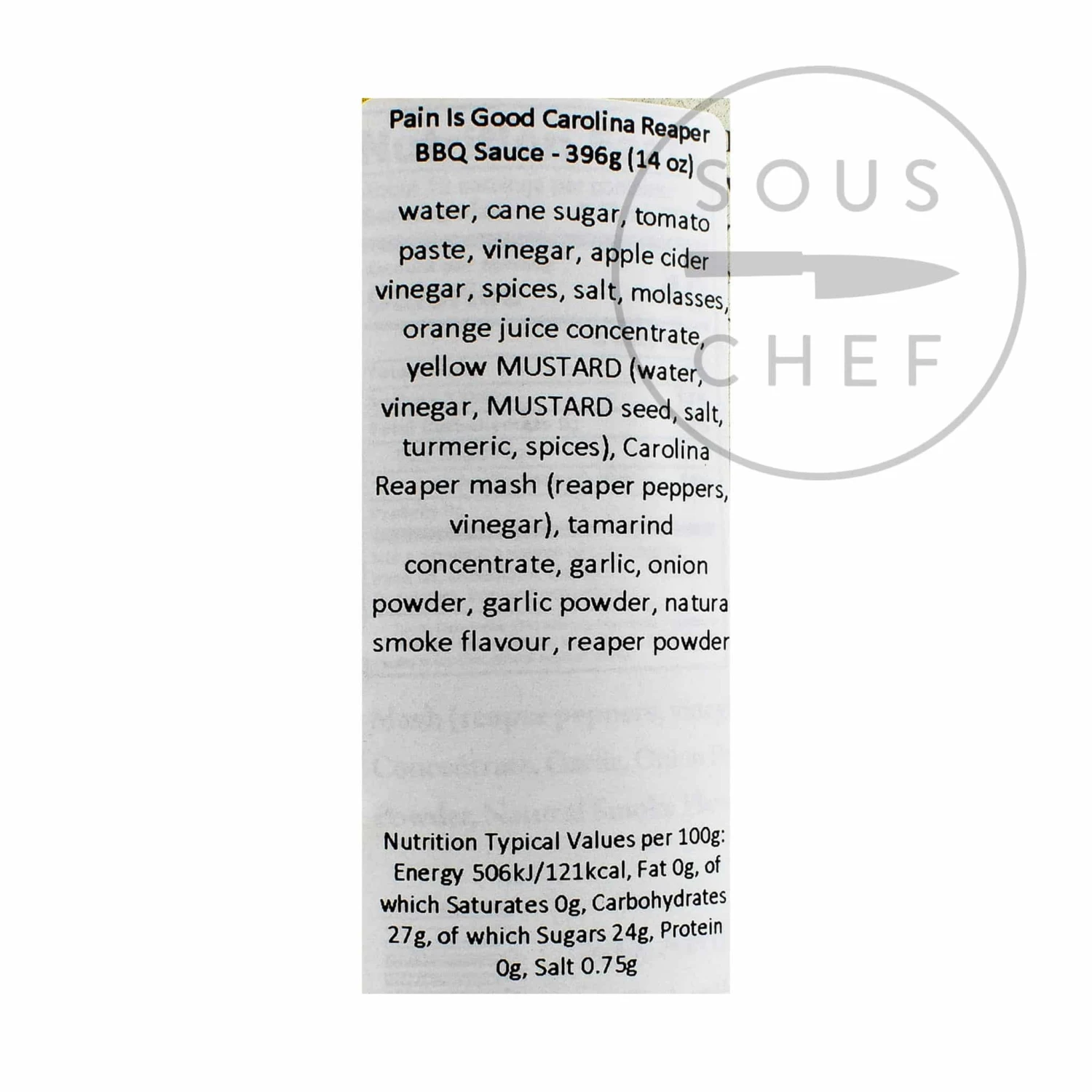 Pain Is Good Carolina Reaper BBQ Sauce 396g Ingredients 4 Pain Is Good Carolina Reaper BBQ Sauce 396g Ingredients