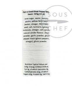 Ingredients Pain Is Good Ghost Pepper BBQ Sauce 425g