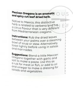 Cool Chile Co Mexican Oregano 20g Ingredients