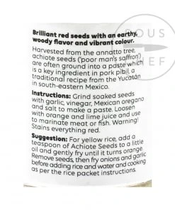 Ingredients Cool Chile Co Achiote Seeds / Annatto Seeds 90g