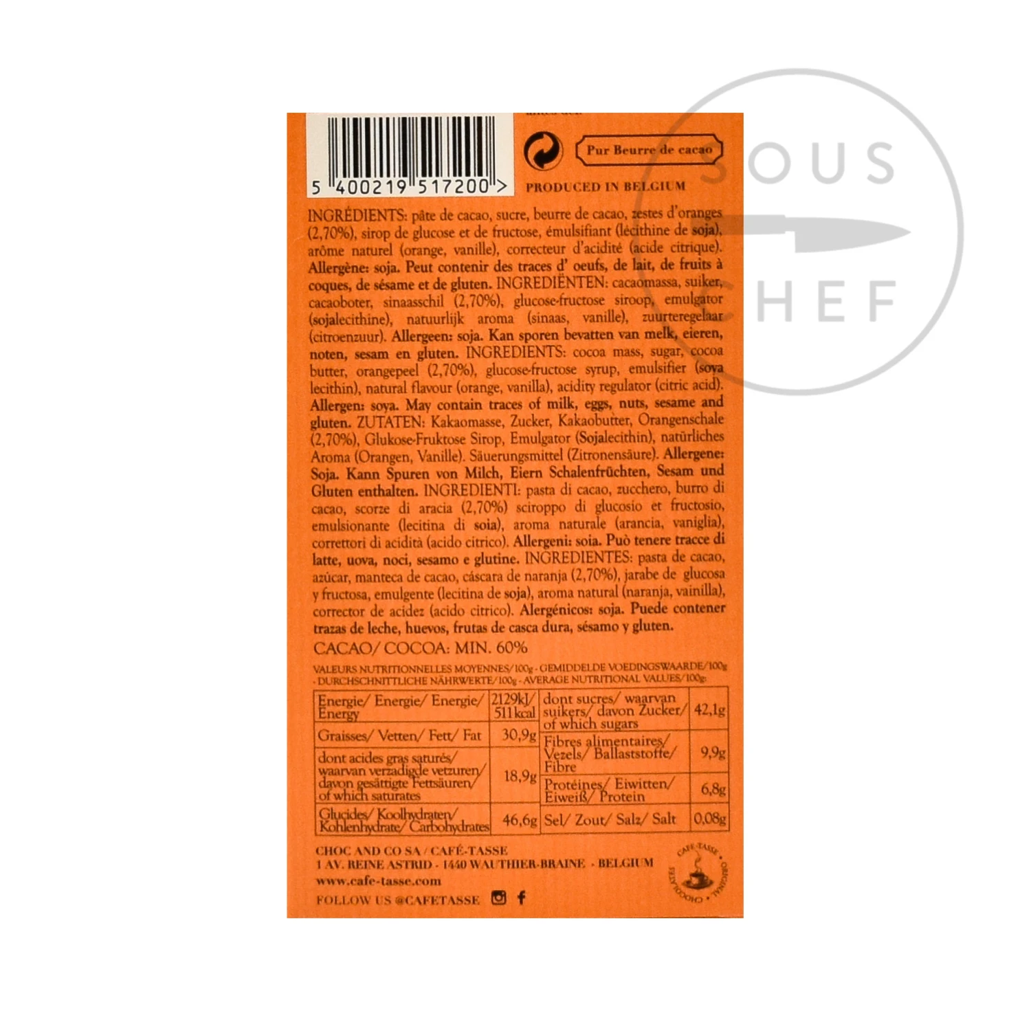 Cafe Tasse Dark Chocolate Orange Bar 85g Snacks, Confectionery & Cake 4 Cafe Tasse Dark Chocolate Orange Bar 85g Snacks, Confectionery & Cake