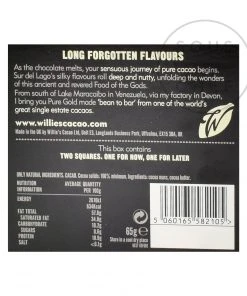 Ingredients Willie's Cacao Pure Gold Venezuelan 100% Cacao Chocolate 65g