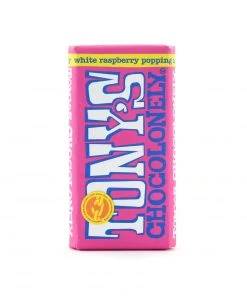 Ingredients Tony's Chocolonely White Chocolate With Raspberry & Popping Candy 180g