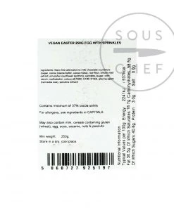 Cocoba Chocolate Cocoba Vegan Chocolate Easter Egg With Sprinkles 250g