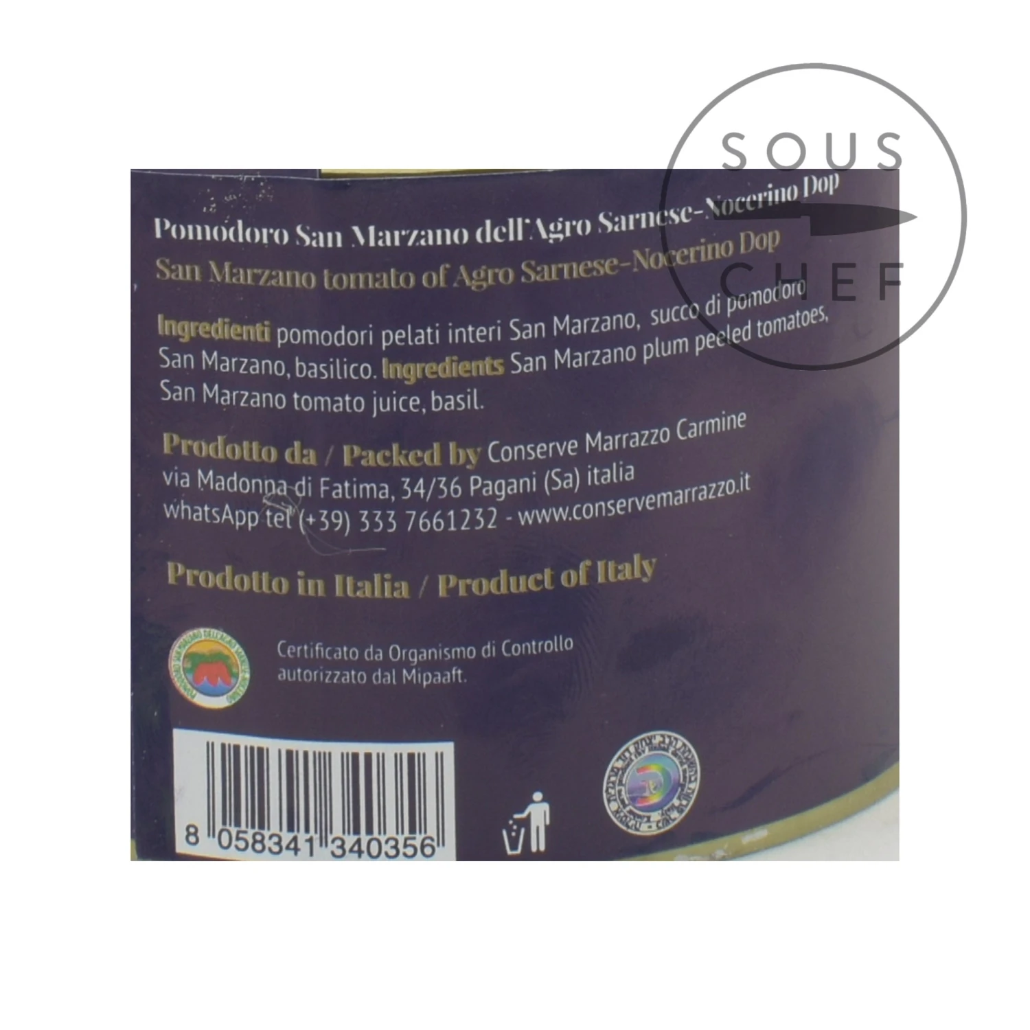 Casa Marrazzo DOP San Marzano Peeled Tomatoes With Basil 400g Ingredients 6 Casa Marrazzo DOP San Marzano Peeled Tomatoes With Basil 400g Ingredients