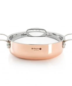 Damaged Box De Buyer Inocuivre Copper Saute Pan With Stainless Steel Handle And Lid 28cm Special Offers