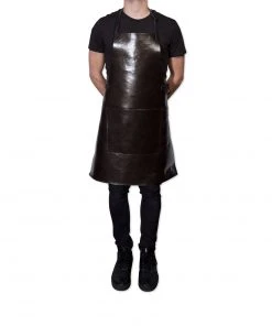 Dutchdeluxes Leather BBQ Apron In Metallic Bronze Cookware