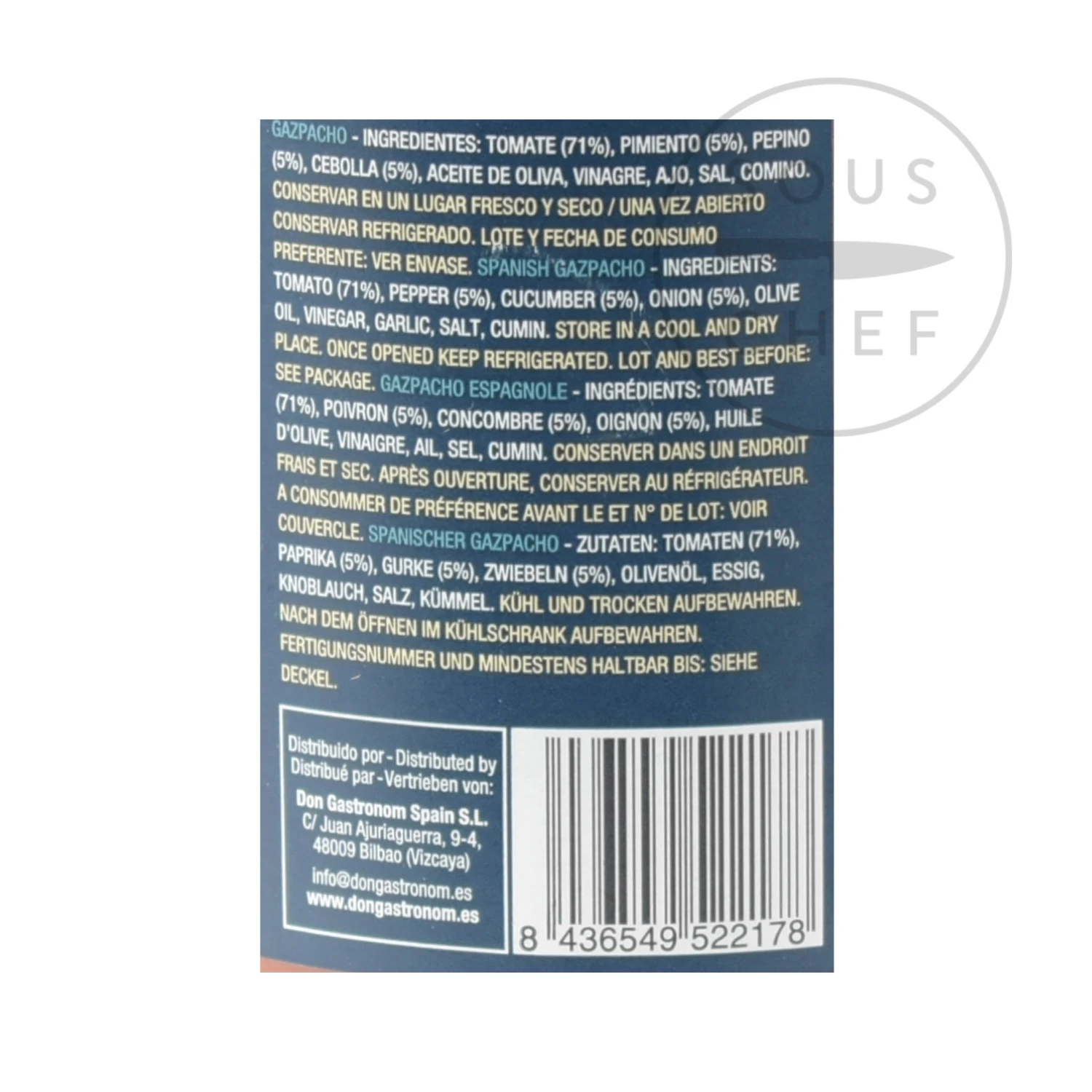 Garden Delights Ingredients Spanish Gazpacho 490g 4 Garden Delights Ingredients Spanish Gazpacho 490g