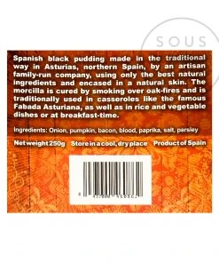 Delicioso Ingredients Smoked Asturian Morcilla 250g 7 Delicioso Ingredients Smoked Asturian Morcilla 250g