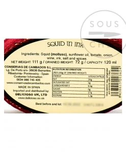 Conservas De Cambados Ingredients Chipirones En Su Tinta - Squid In Ink 111g