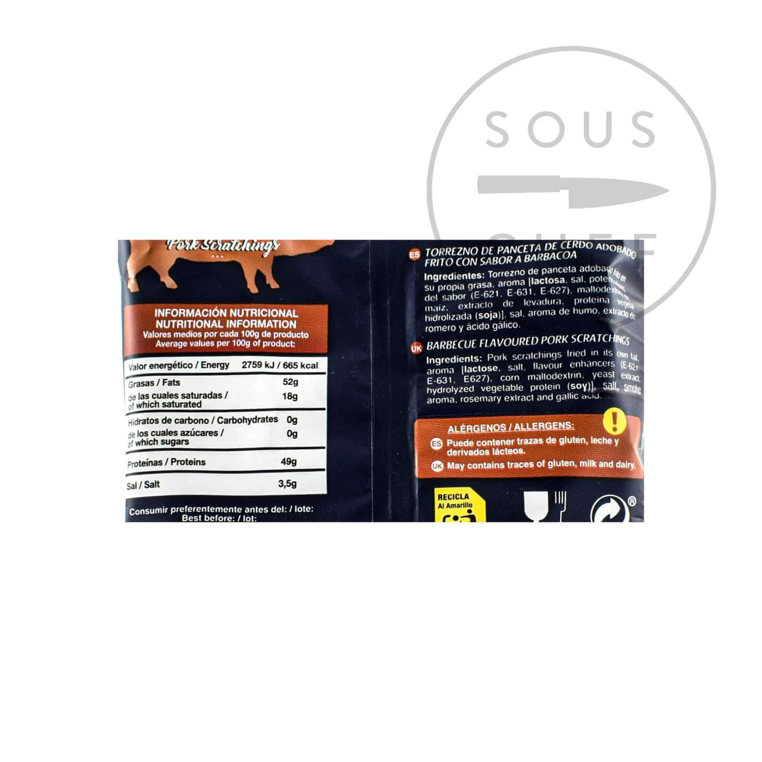 Torreznos Ingredients Pork Scratchings 60g 4 Torreznos Ingredients Pork Scratchings 60g