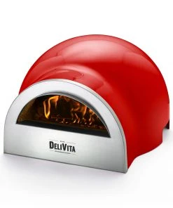 DeliVita Wood Fired Pizza Oven Chilly Red