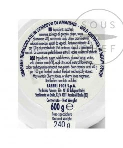 Fabbri Amarena Cherries In Syrup - Opaline Jar 600g Ingredients