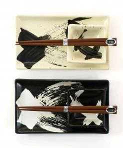 Kiji Stoneware & Ceramics Kuro To Shiro Sushi Serving Set