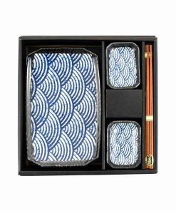 Kiji Stoneware & Ceramics Tableware Blue Wave Sushi Serving Set