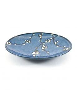 Kiji Stoneware & Ceramics Tableware Blue Sakura Side Plate 22.5cm