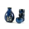 Kiji Stoneware & Ceramics Missing 1 Cup Blue Sakura Sake Set