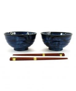 Kiji Stoneware & Ceramics Blue Sakura Udon Bowl Set Tableware