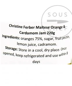 Ingredients Christine Ferber Maltese Orange & Cardamom Jam 220g