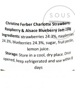 Ingredients Christine Ferber Charlotte Strawberry, Raspberry & Alsace Blueberry Jam 220g