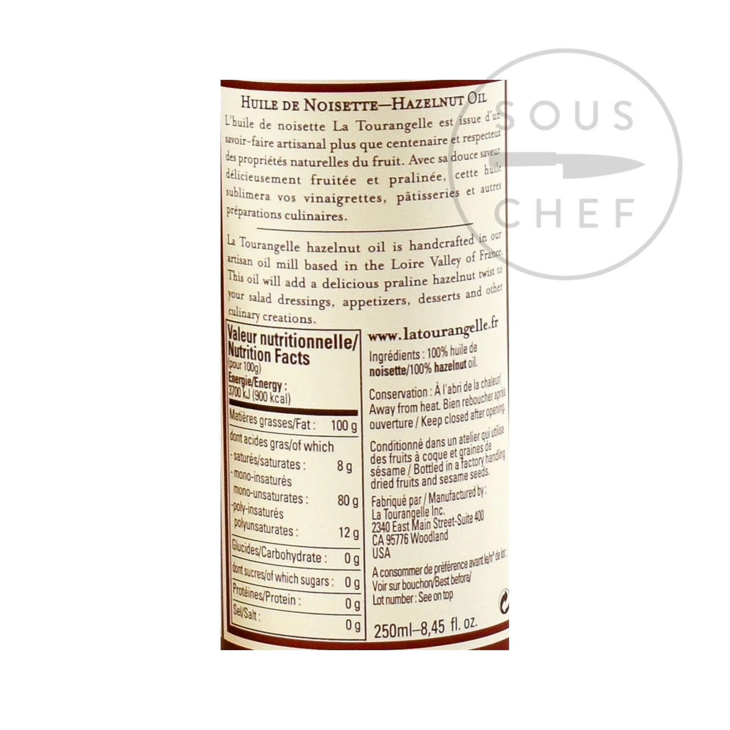 La Tourangelle Hazelnut Oil 250ml Ingredients 4 La Tourangelle Hazelnut Oil 250ml Ingredients