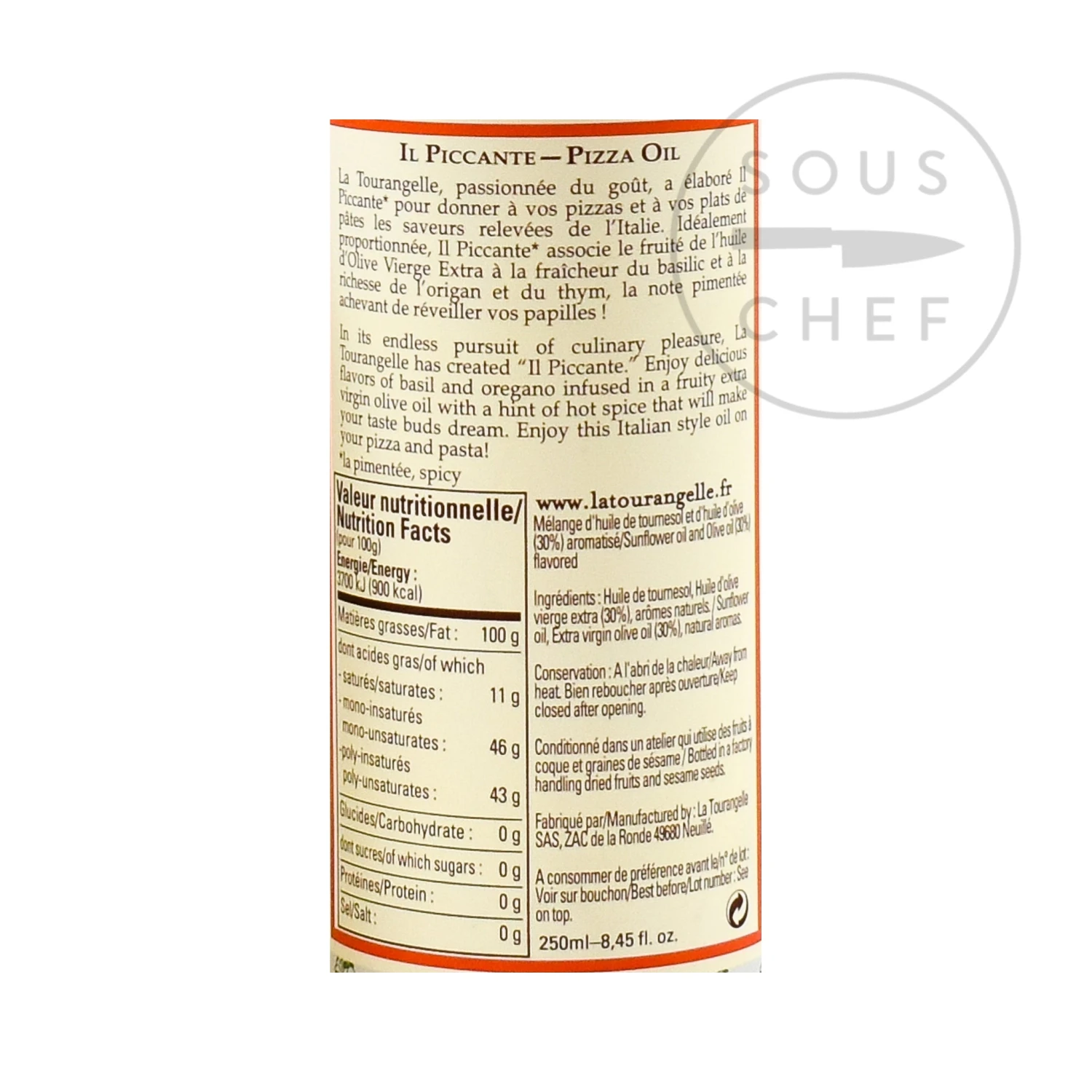 Ingredients La Tourangelle Il Piccante Chilli Oil 250ml 5 Ingredients La Tourangelle Il Piccante Chilli Oil 250ml