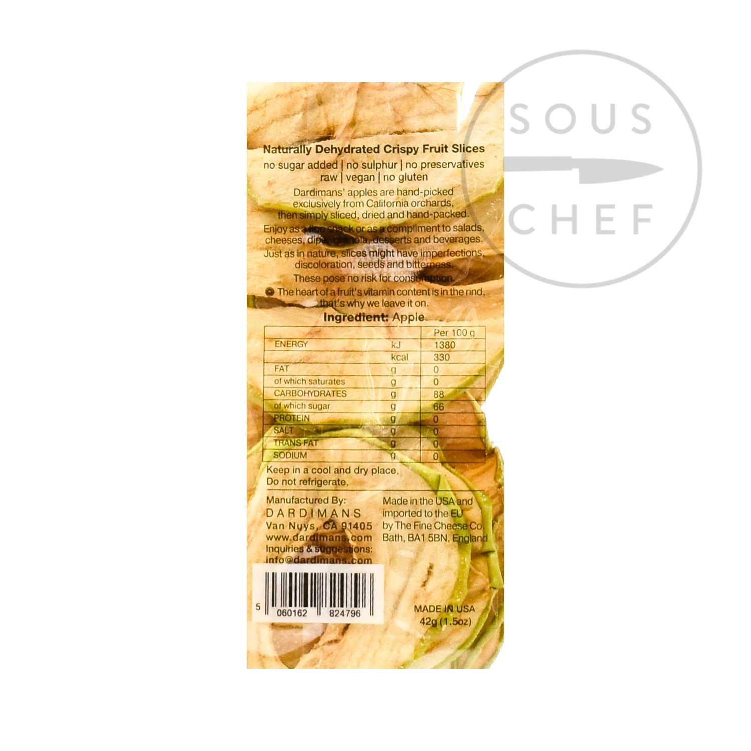 Dardimans Ingredients Apple Crisps 43g 4 Dardimans Ingredients Apple Crisps 43g
