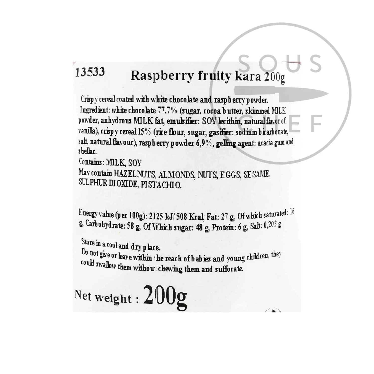 Francois Doucet White Choc Raspberry Crunch 200g Ingredients 7 Francois Doucet White Choc Raspberry Crunch 200g Ingredients