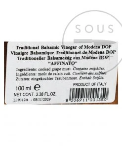 Giuseppe Giusti Balsamic Vinegar Of Modena DOP - Affinato 12 Year Aged Ingredients