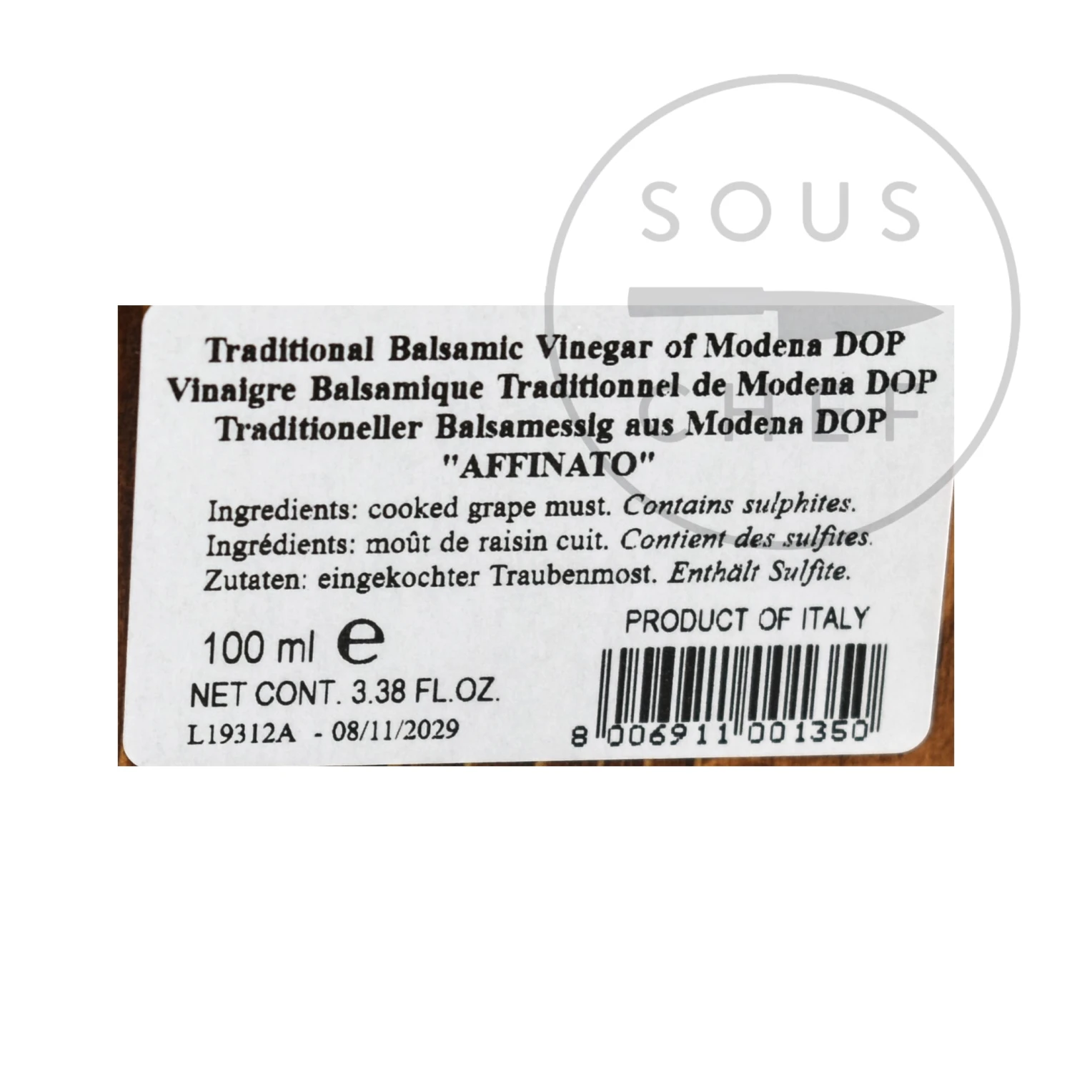 Giuseppe Giusti Balsamic Vinegar Of Modena DOP - Affinato 12 Year Aged Ingredients 4 Giuseppe Giusti Balsamic Vinegar Of Modena DOP - Affinato 12 Year Aged Ingredients