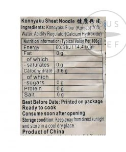 Chinese Ingredients Shirataki Konnyaku Flat Noodles 218g Pasta, Rice & Noodles