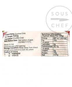 ZF Crushed Chilli Flakes 100g Ingredients 8 ZF Crushed Chilli Flakes 100g Ingredients