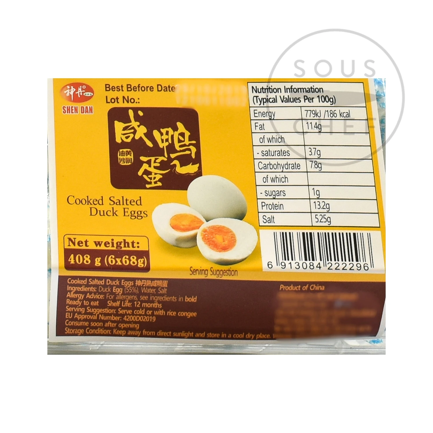 Shen Dan Cooked Salted Duck Eggs - 6 Eggs 6 Shen Dan Cooked Salted Duck Eggs - 6 Eggs